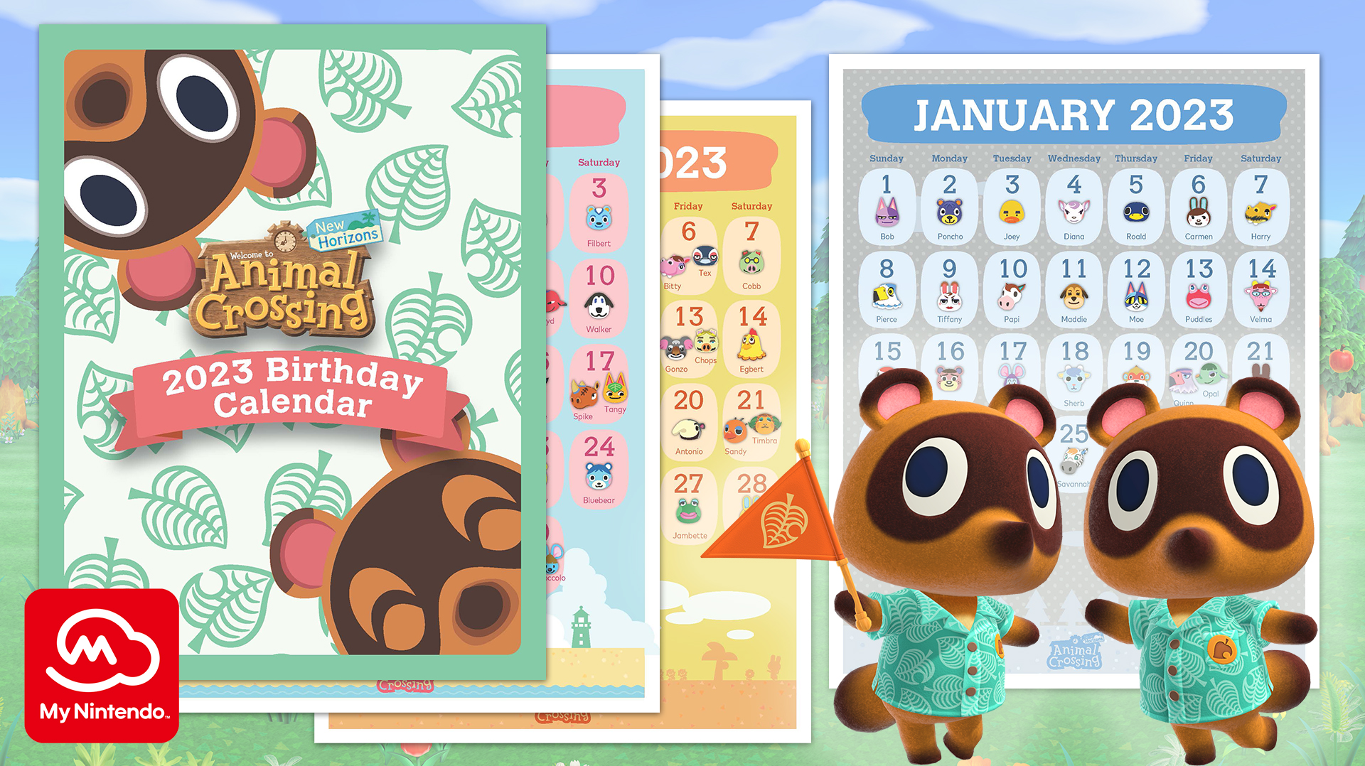 Printable Animal Crossing™ New Horizons 2023 Birthday Calendar