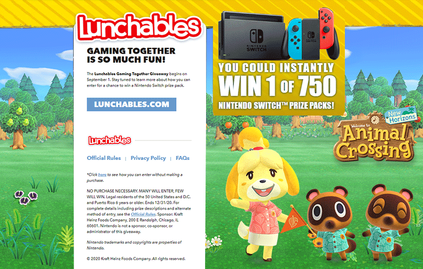 lunchables sweepstakes com code