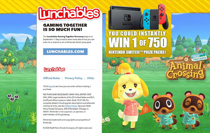 Lunchables on sale code nintendo