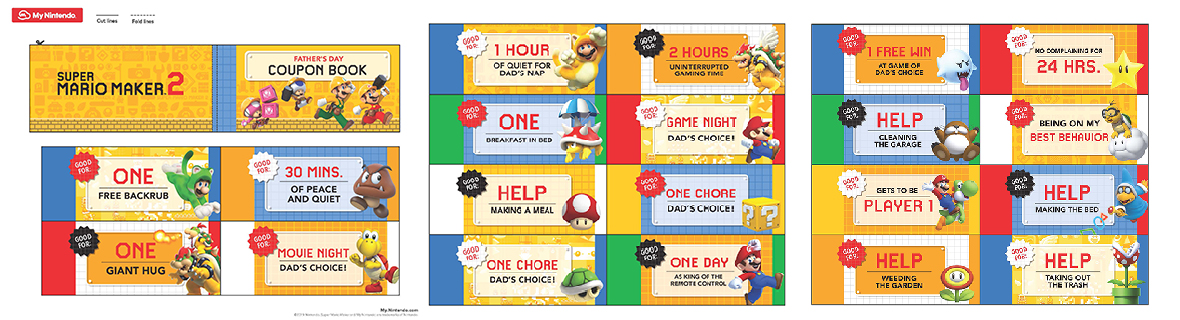 Download Printable Super Mario Maker 2 Father S Day Coupons Rewards My Nintendo