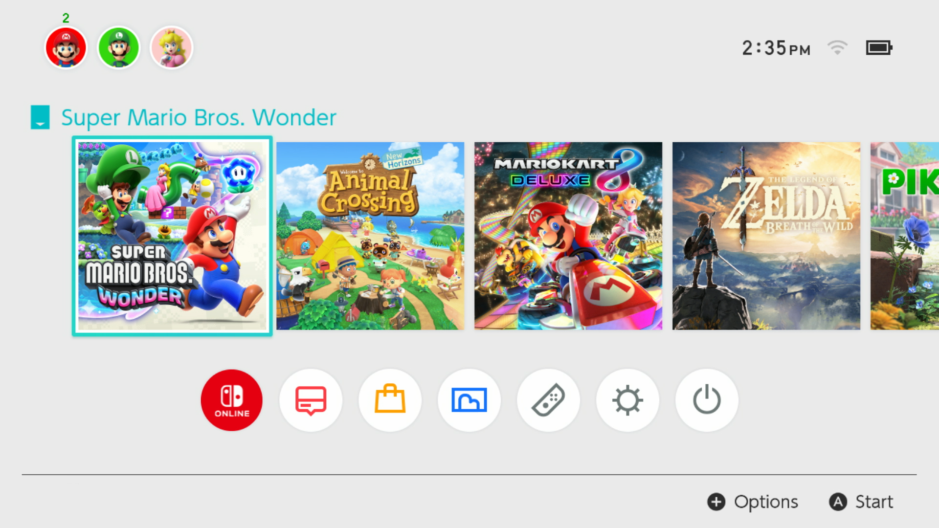 Nintendo Switch system Home menu