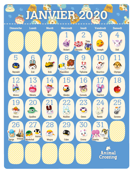 A Imprimer Calendrier Des Anniversaires Animal Crossing Recompenses My Nintendo