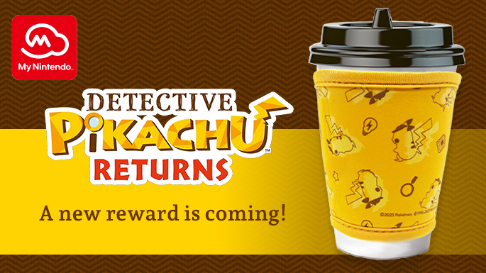 Detective Pikachu Returns cup cozy with Detective Pikachu design