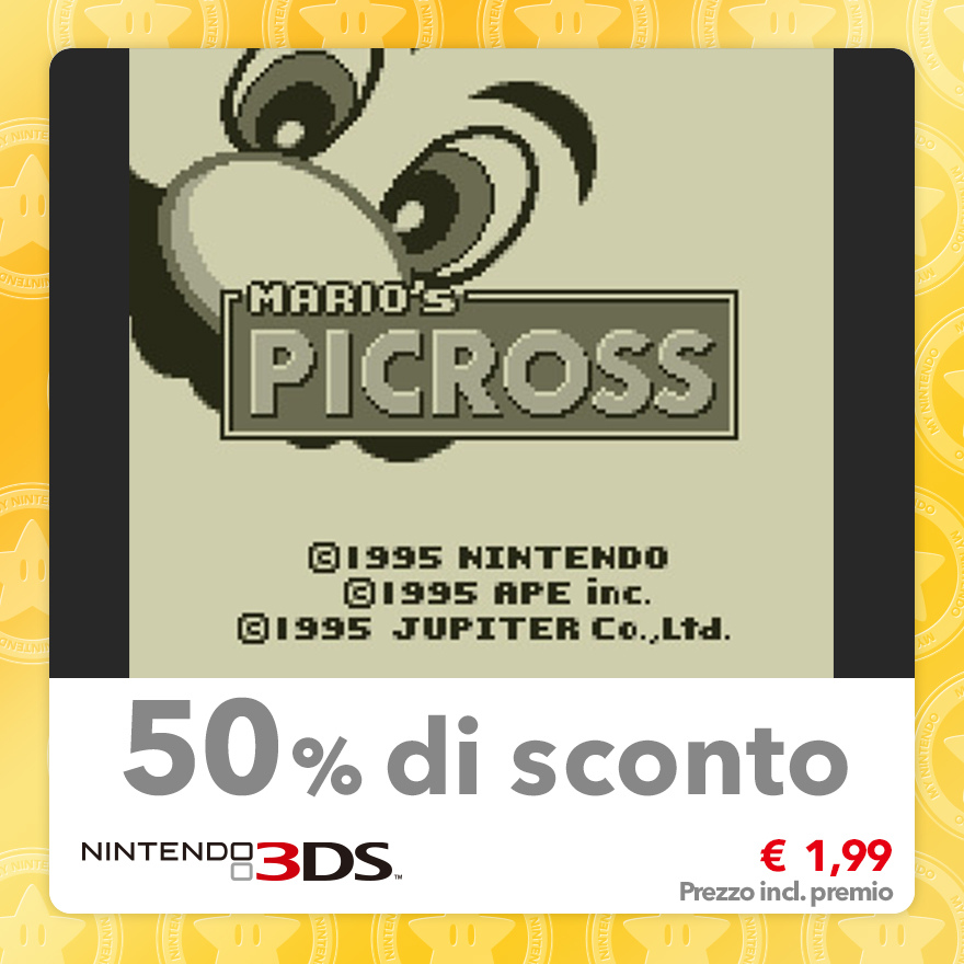 Sconto del 50% su Mario's Picross (Virtual Console GB)