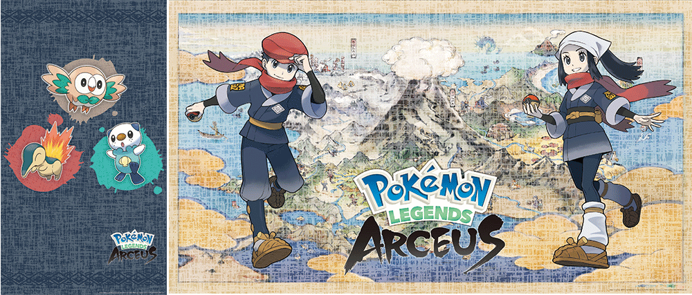 Wallpaper: Pokémon Legends: Arceus - Hisui region map and First Partner Pokémon