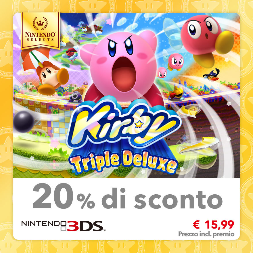 Sconto del 20% su Nintendo Selects: Kirby: Triple Deluxe